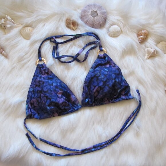 Sexy Violet and Blue Floral Bikini Top - Picture 1 of 7